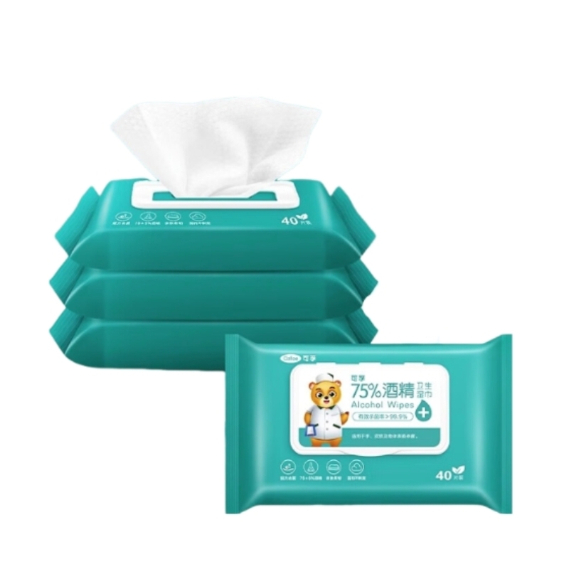 可孚 75%酒精消毒 20*15cm40片/包*5包 酒精消毒湿巾20*1 绿色（单位：组）