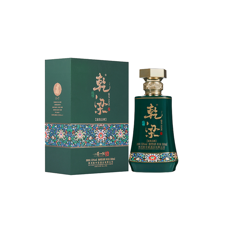 乾梁 丝绸纪念白酒 富贵吉祥 500ml*6/箱 绿色（单位：箱）