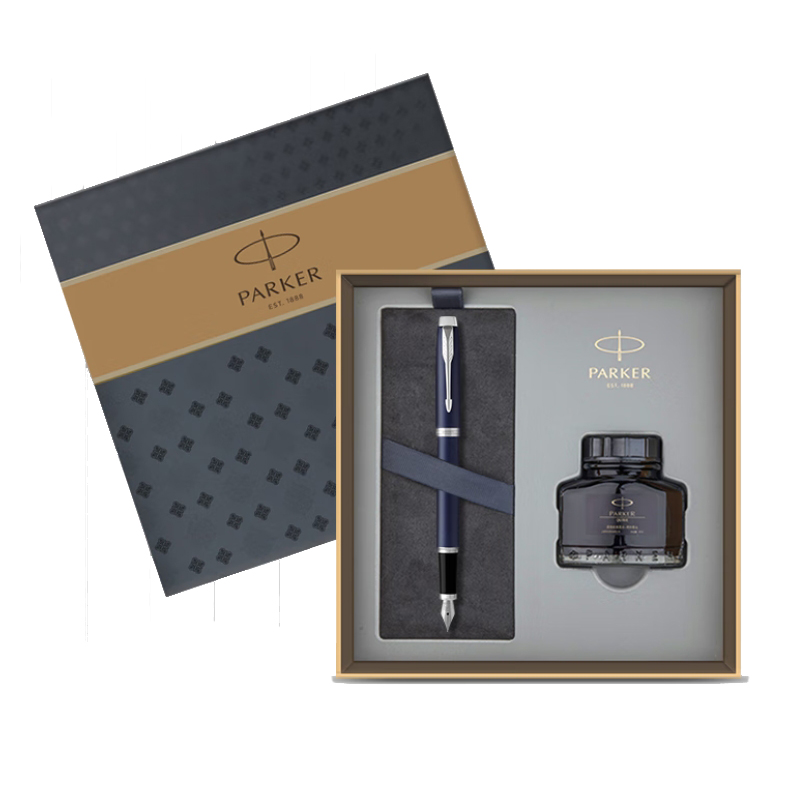 派克（PARKER） IM蓝色白夹 墨水笔+墨水礼盒 刻印经典图案的笔尖 蓝色（单位：套）