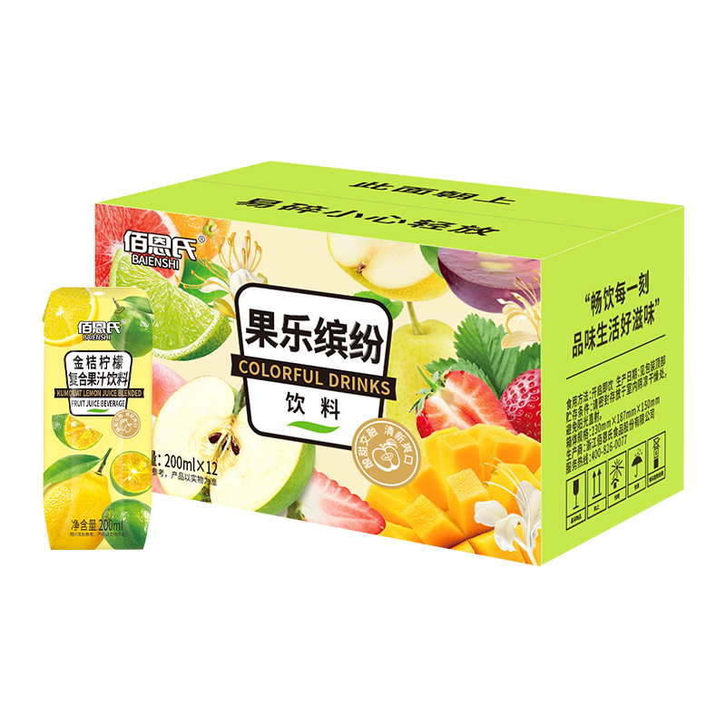 佰恩氏/BAIENSHI 金桔柠檬果汁 0添加剂 200ml*12瓶 香槟黄（单位：组）