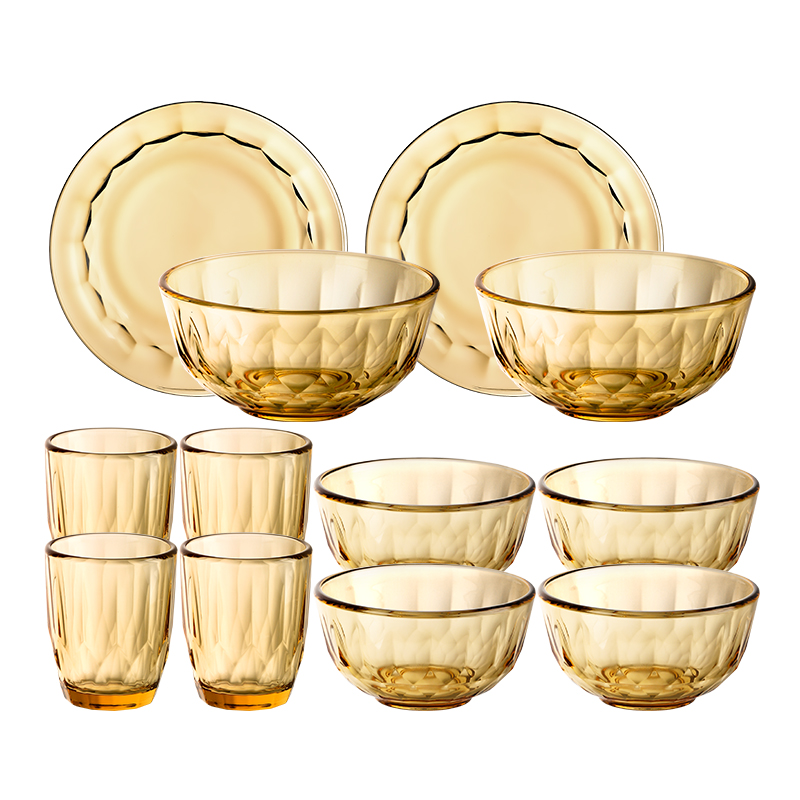 乐唯诗 乐怡高硼餐具十二件套 LYCJ/L12 12头 琥珀色（单位：套）