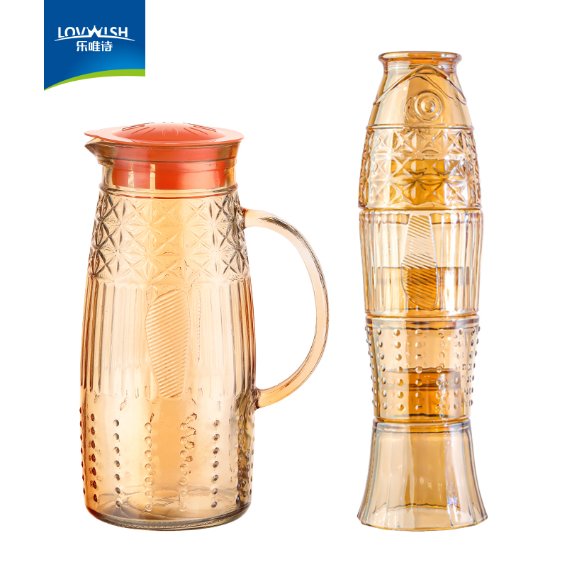乐唯诗 年年有余锦鲤叠叠杯五件套 YSJ/L5 壶800ml杯160ml/150ml/190ml/200ml 琥珀色（单位：套）