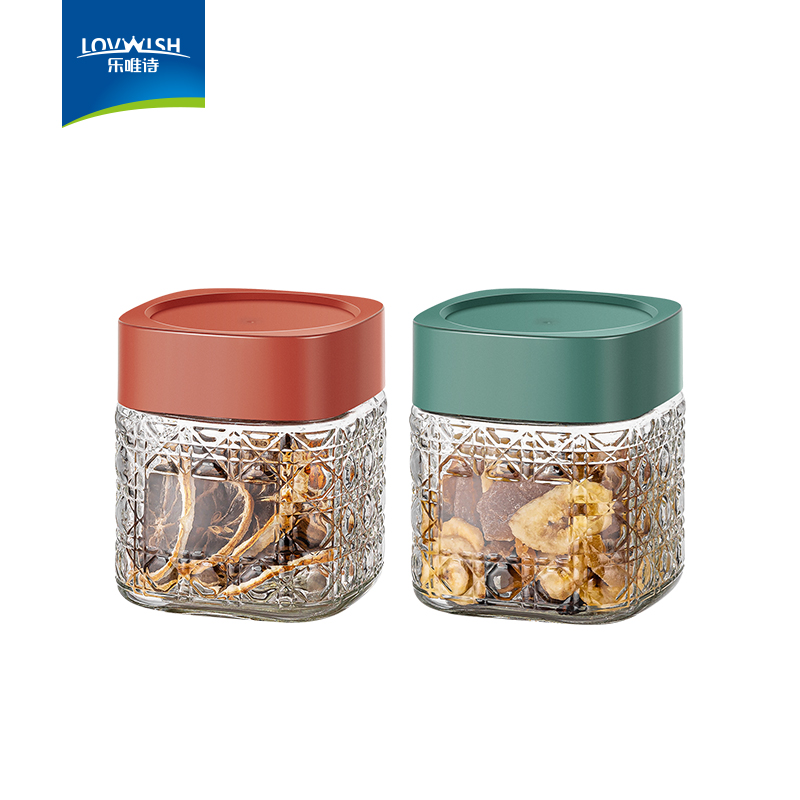 乐唯诗 方格储物罐两件套 FGCWG/L2 700ml*2只 混色（单位：套）