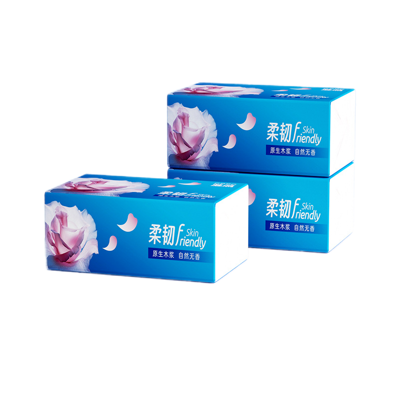 凝点（Cppc） 柔韧大包原木面巾纸 ND-0014-03 300张(四层75抽)抽纸3包 蓝色（单位：提）