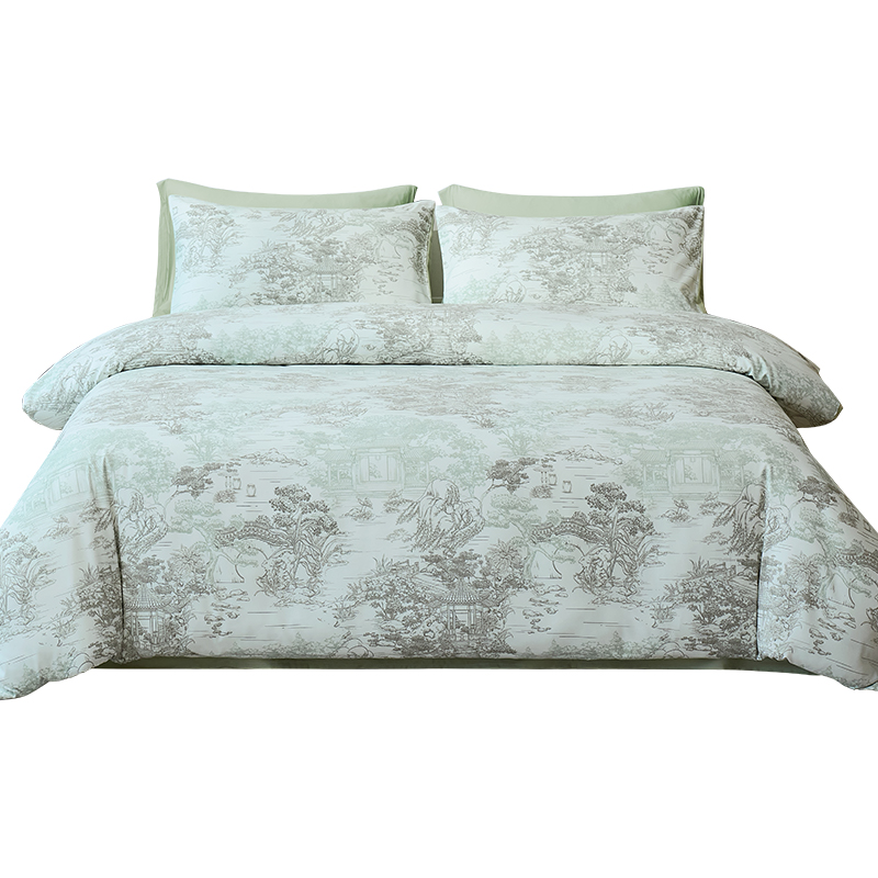 恒源祥 苏屿莲花（韵） 四件套 A类抗菌磨毛四件套 素雅绿（单位：套）