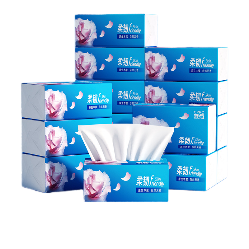 凝点（Cppc） 柔韧大包原木面巾纸 ND-0014-24 300张(四层75抽)抽纸24包 蓝色（单位：箱）