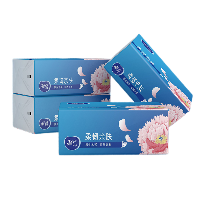 凝点（Cppc） 小柔韧家用原生木浆纸 ND-0878-04 240张(四层60抽)抽纸4包 蓝色（单位：袋）