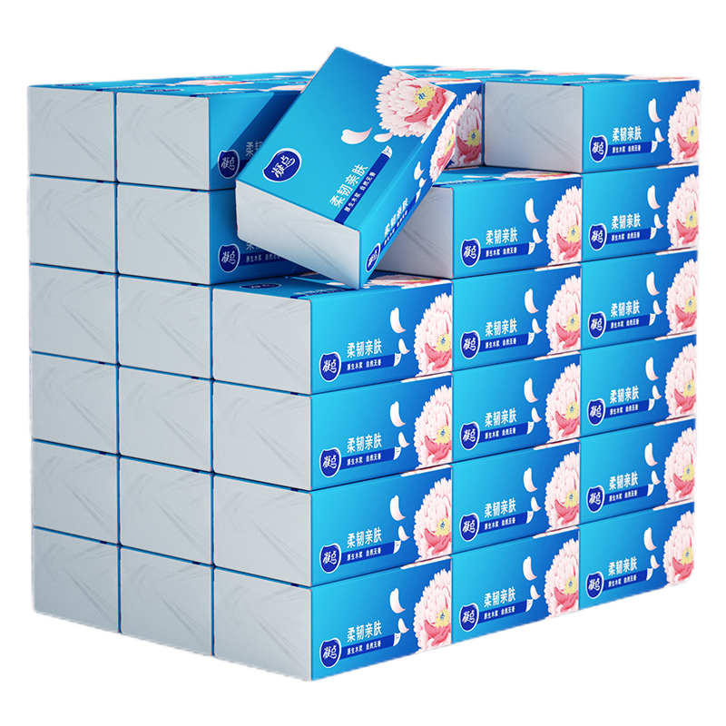 凝点（Cppc） ND-0878-40 240张(四层60抽)抽纸40包 小柔韧纸巾原生木浆纸 蓝色（单位：箱）