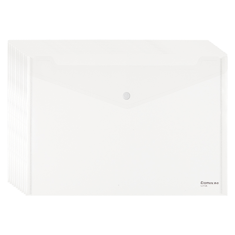 齐心（COMIX） C310A A4 10个/套 防反光按扣文件袋  透明（单位：袋）