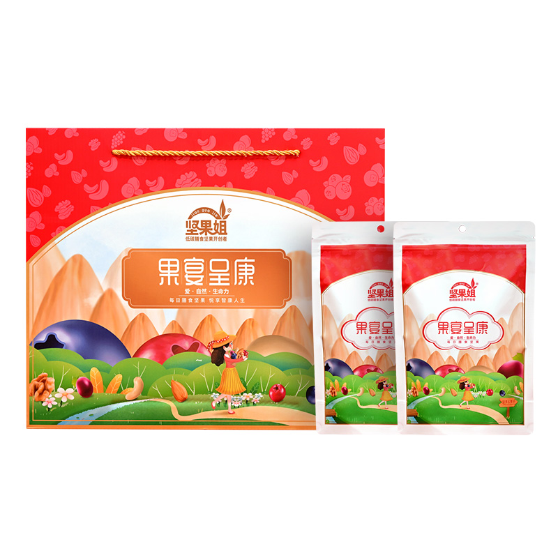 坚果姐 果宴呈康大礼包 坚果+果干 1240g*1盒 红色（单位：盒）