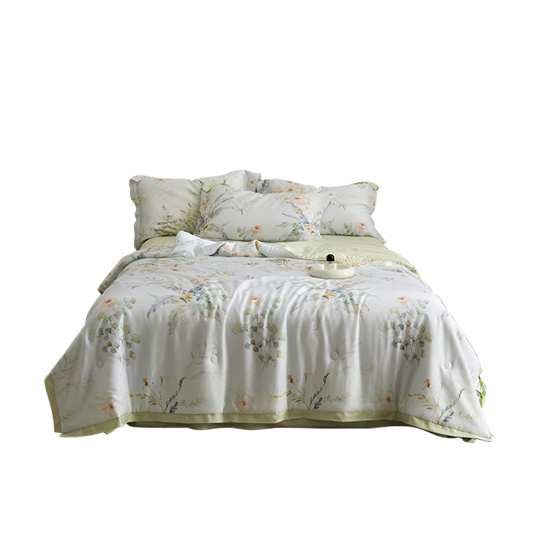 安娜艾莎（ANNA AISHER） 天丝莱赛尔数码印花凉感夏被 宽边工艺 200cm*230cm 浅杉绿（单位：床）