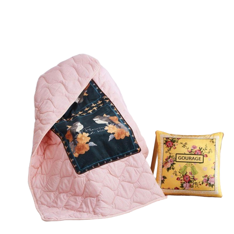 安娜艾莎（ANNA AISHER） 荷兰绒水洗数码多用抱枕被 环保数码印花 展开110*150cm 粉色（单位：条）