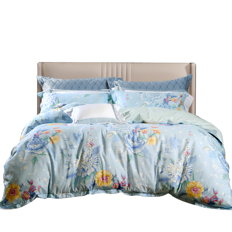 富安娜 床单四件套 漫语幽香 203*229cm 水蓝色（单位：套）