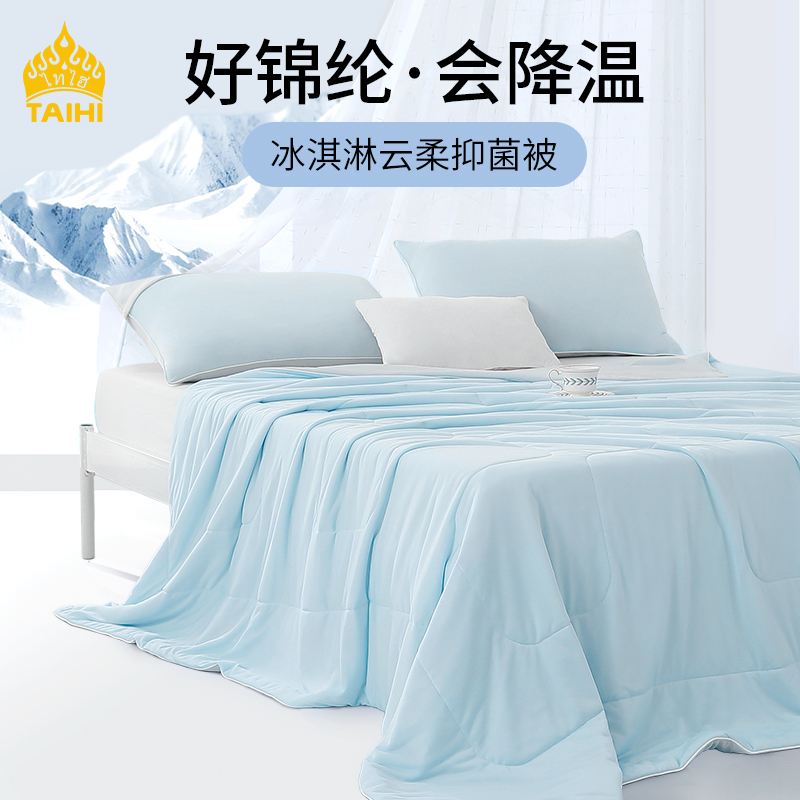 泰嗨 冰淇淋抑菌锦纶夏凉被 TTBQL04-HL-200 【双人被】200cm*230cm 200cm*230cm 蓝灰（单位：床）