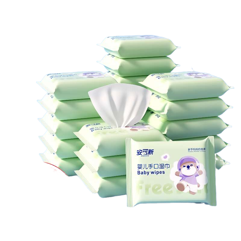 安可新 婴儿湿巾手口纯水湿纸巾小包便捷装 塔塔款 AKX-8892-20 10抽*20包 混色（单位：组）