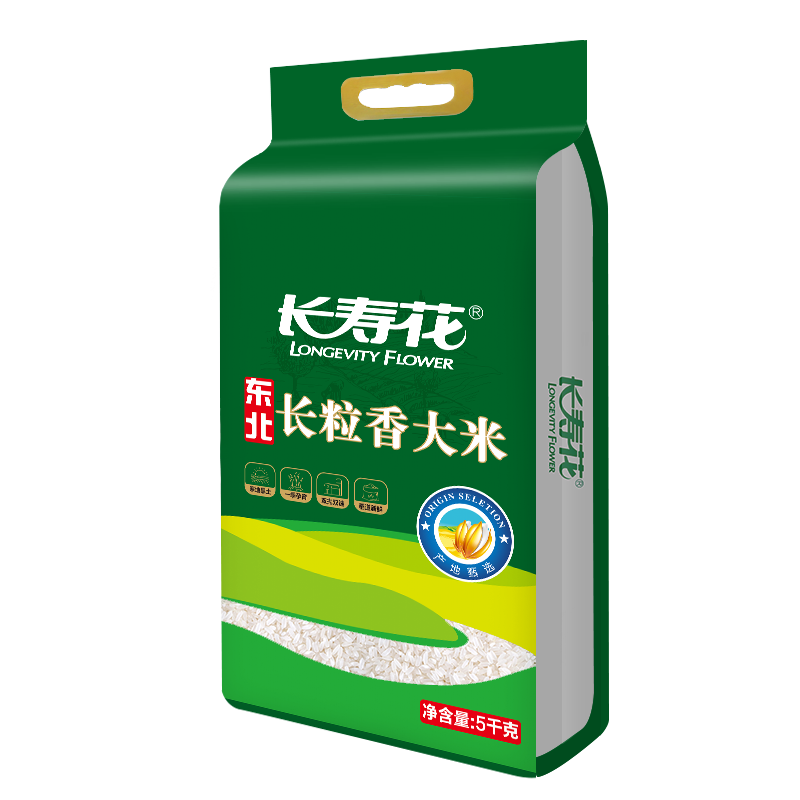 长寿花 香糯大米稻道新鲜 长粒香大米 5kg*1袋 绿色（单位：袋）