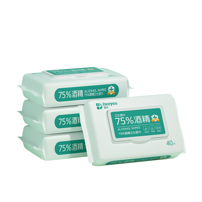 德佑 75%酒精湿巾 2001DYWP929 40片*4包 白色（单位：组）