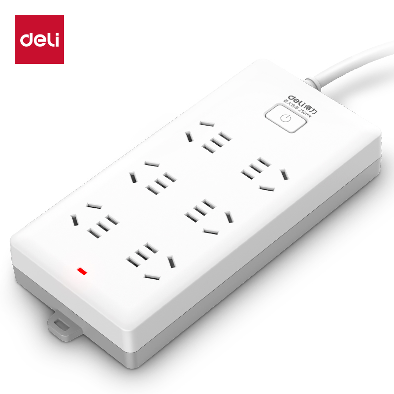 得力(deli) 插座 18168-03 6组3米 白色（单位：个）