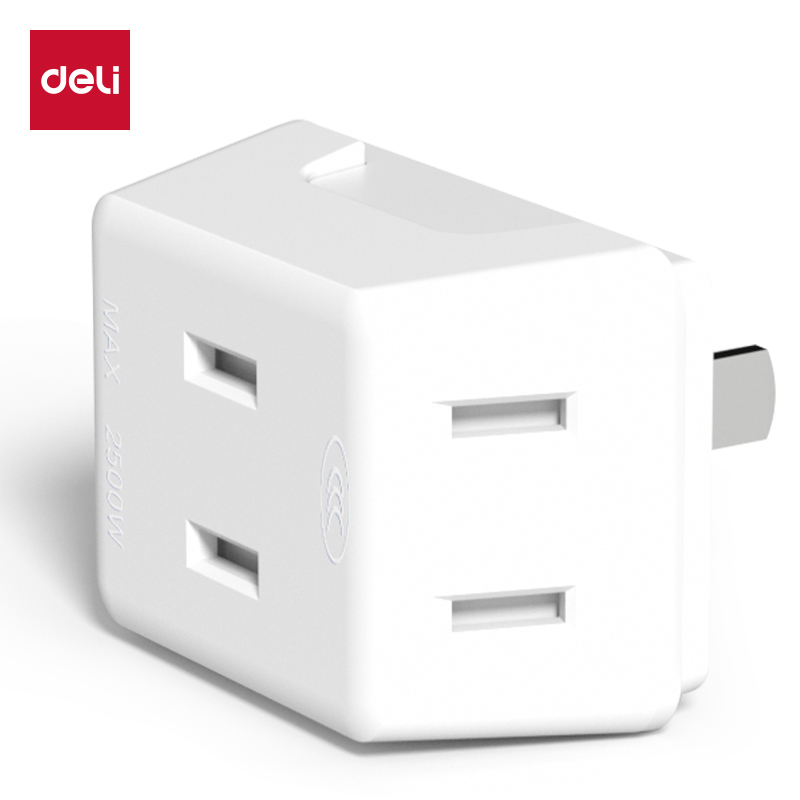 得力(deli) 迷你转换器 无线插座 LU5042 一转三 2孔*3  白色（单位：个）