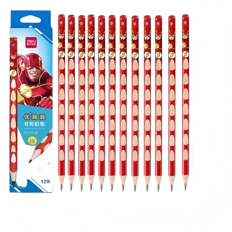 得力(deli) 正义联盟洞洞铅笔 HC101-2B 12支/盒 混色（单位：盒）
