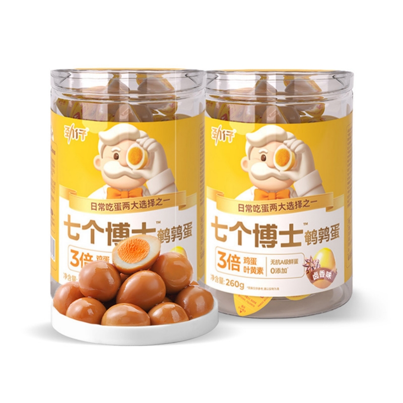 劲仔 七个博士无抗鹌鹑蛋卤香味 无抗爆汁单独包装 260g/罐*2罐 黄色（单位：组）