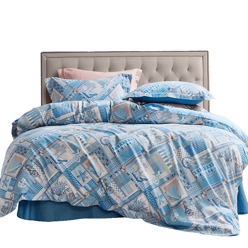 富安娜 床单四件套追溯&middot;梦时光 713102678 203*229cm 蓝色（单位：套）
