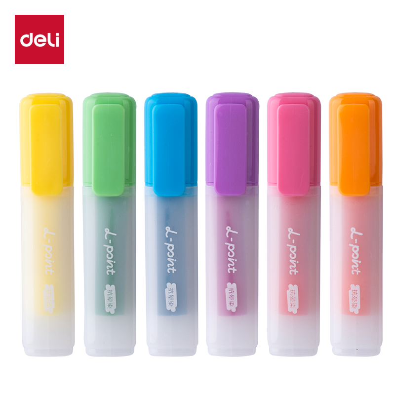得力(deli) 抗晕染荧光笔 SK628 6支/盒 混色（单位：盒）
