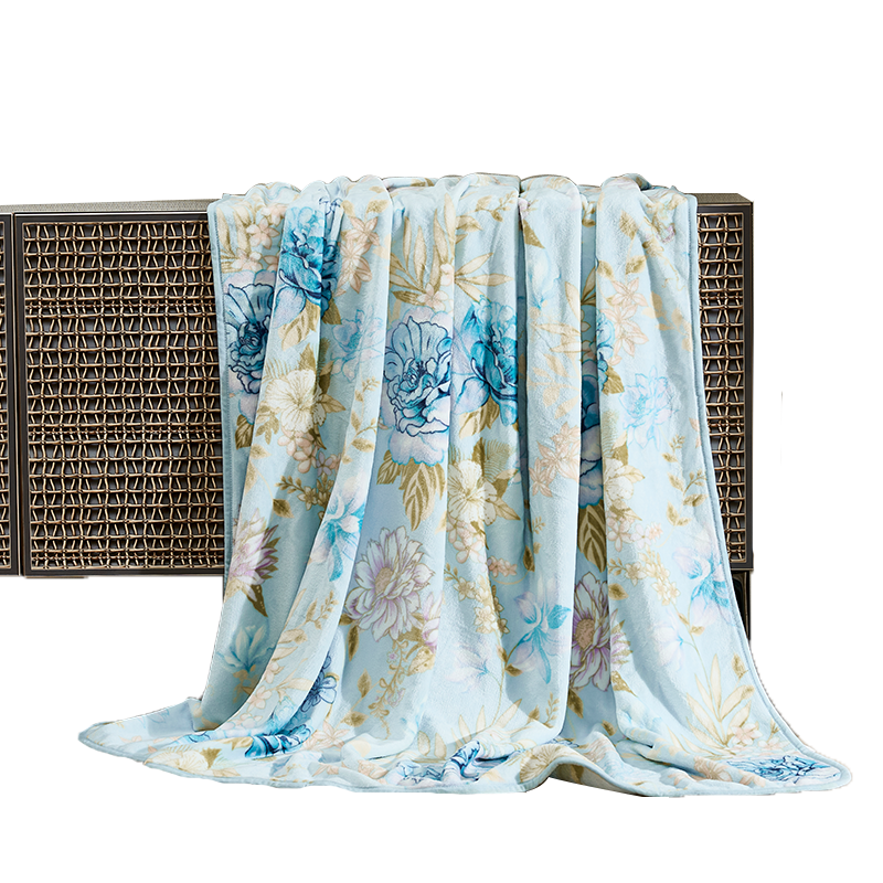 富安娜 单层法兰绒毯 花间梦 713102972 180*200cm 蓝色（单位：条）