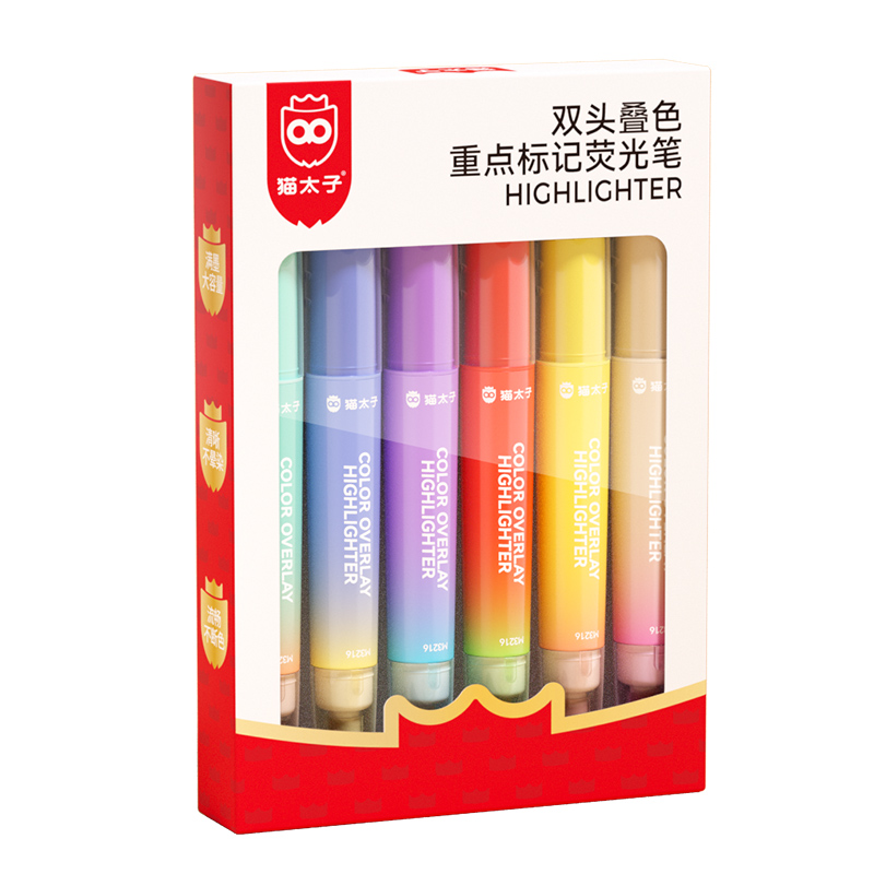 猫太子 荧光笔 10121M3216 缤纷6支12色 混色（单位：套）