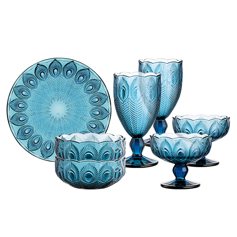 乐唯诗 墨蓝孔雀祥运七件套 XY/L7 7头 蓝色（单位：套）