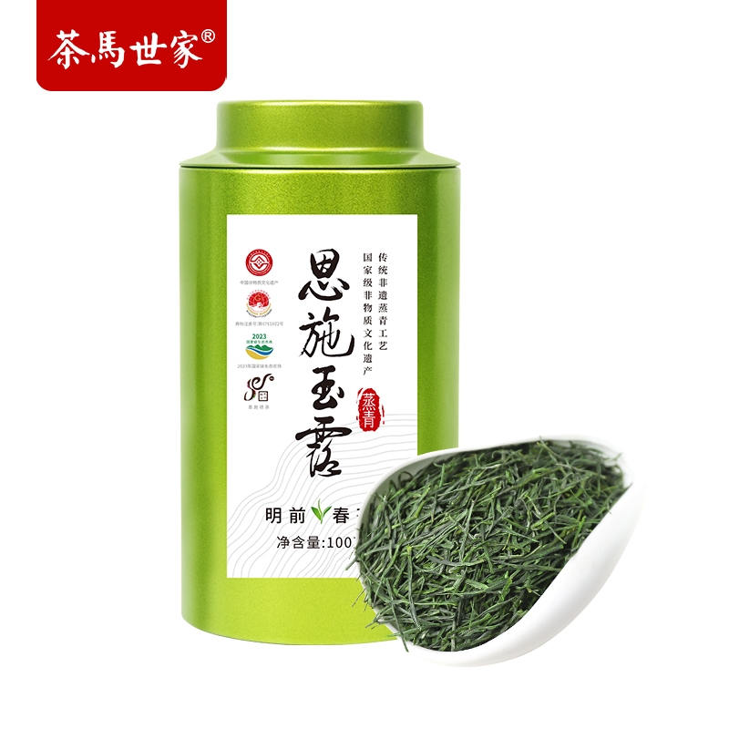 茶马世家 一级早春恩施玉露绿茶 新茶明前嫩芽 100g 柠绿色（单位：罐）