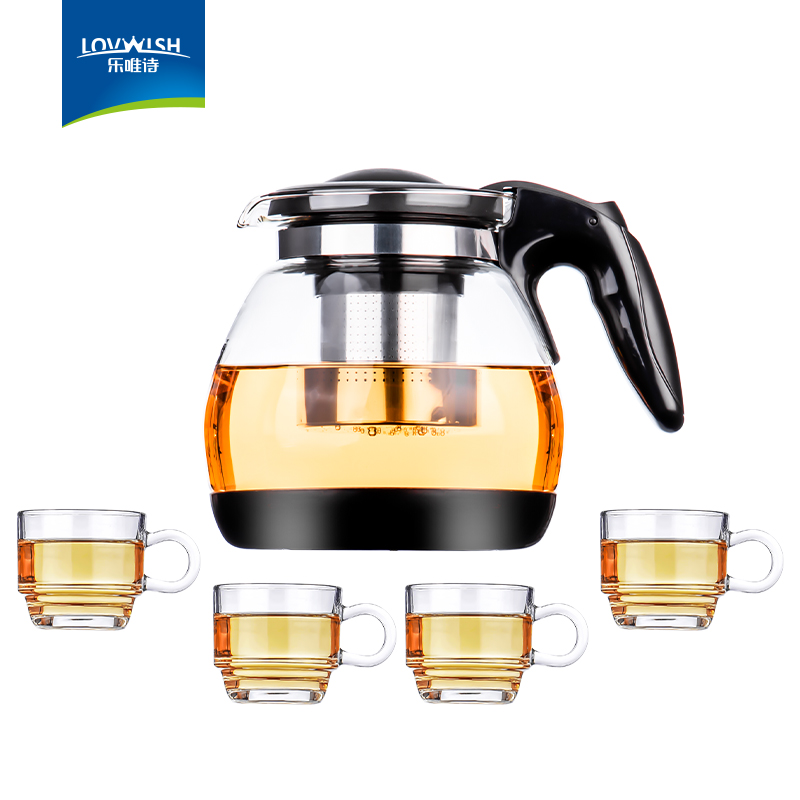 乐唯诗 沁雅壶五件套 QYH/L5 壶容量1200ml+沁雅杯230ml*4 黑色（单位：套）