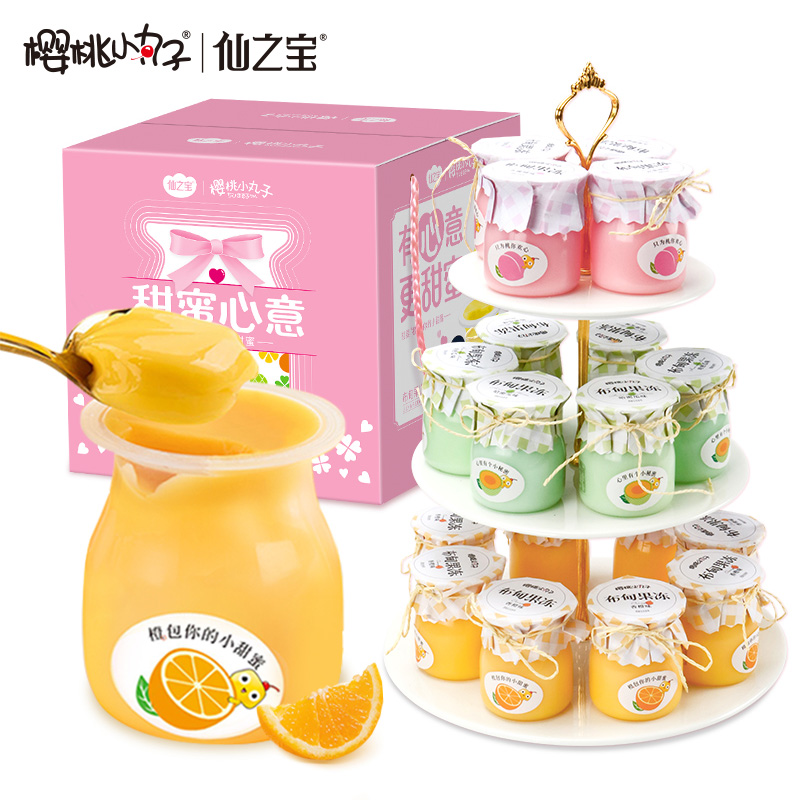 樱桃小丸子 布甸果冻 彩盒装 甜蜜心意 2160克（120克&times;18瓶) 混色（单位：盒）