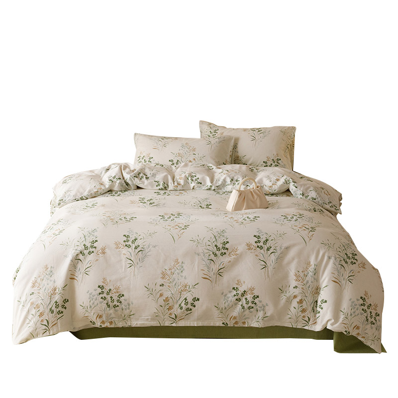 皇冠（CROWN） 全棉四件套  T3514 1.5/1.8M床 200*230CM 白描青野（单位：套）