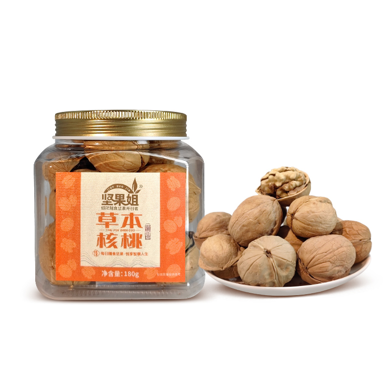 坚果姐 坚果炒货 精品草本核桃 180g*1罐 橙色（单位：罐）