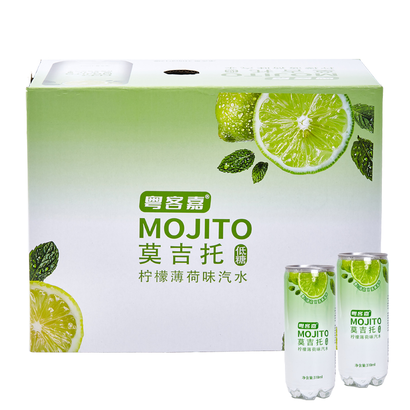 粤客嘉 莫吉托柠檬薄荷汽水 12罐/箱 310ml/罐 绿色（单位：箱）