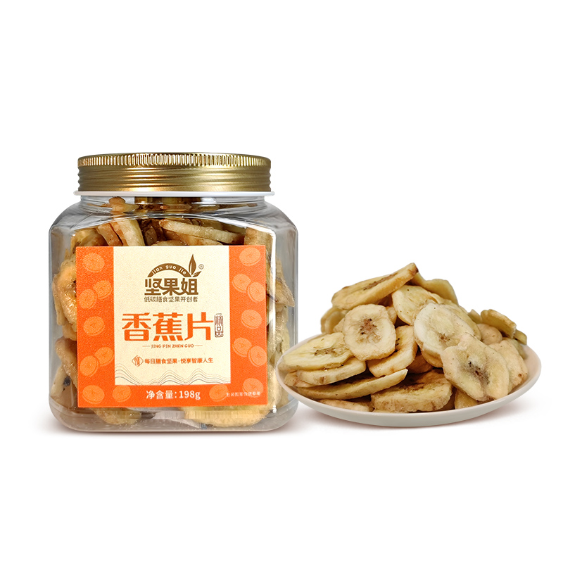 坚果姐 蜜饯果干 精品香蕉片 198g*1罐 橙色（单位：罐）