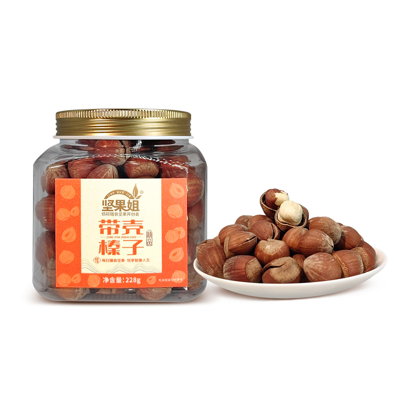 坚果姐 坚果炒货 精品带壳榛子 228g*1罐 橙色（单位：罐）