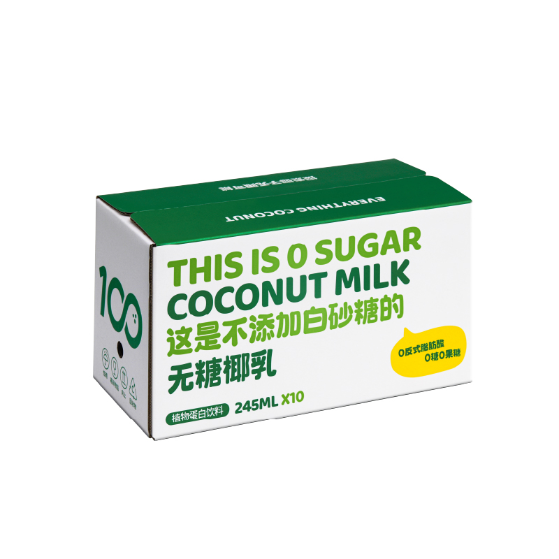 可可满分 饮品 无糖椰乳 2箱（245ml*10瓶*2） 淡绿色（单位：组）