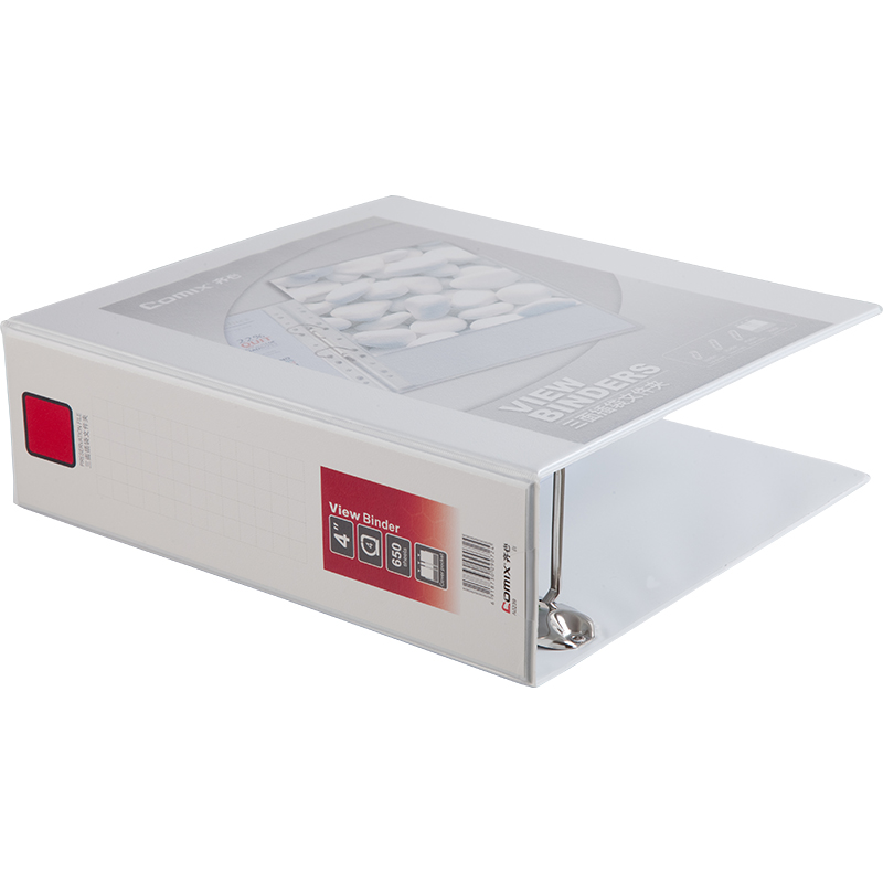 齐心（COMIX） 4寸4孔D型夹美式三面插袋文件夹  A0239 A4 白色（单位：个）