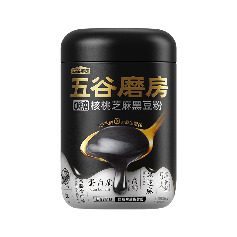 五谷磨房 核桃芝麻 黑豆粉 600g 常规款 黑色（单位：罐）
