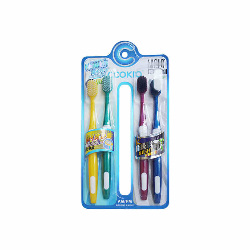 酷优客（CCOKIO） 银离子备长炭牙刷早晚组合 银炭宽头软毛 4支装*2组（8支） 天蓝色（单位：组）
