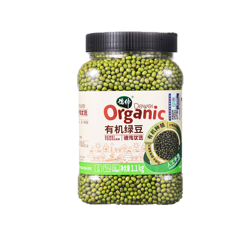 德伟（dewei） 绿豆 有机 1100g 绿色（单位：罐）
