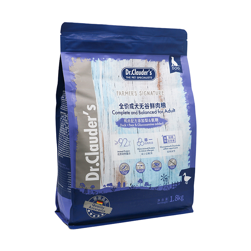 克劳德医生 成犬粮 成犬用无谷鲜肉粮添加梨&氨糖 1.8kg  蓝色（单位：袋）