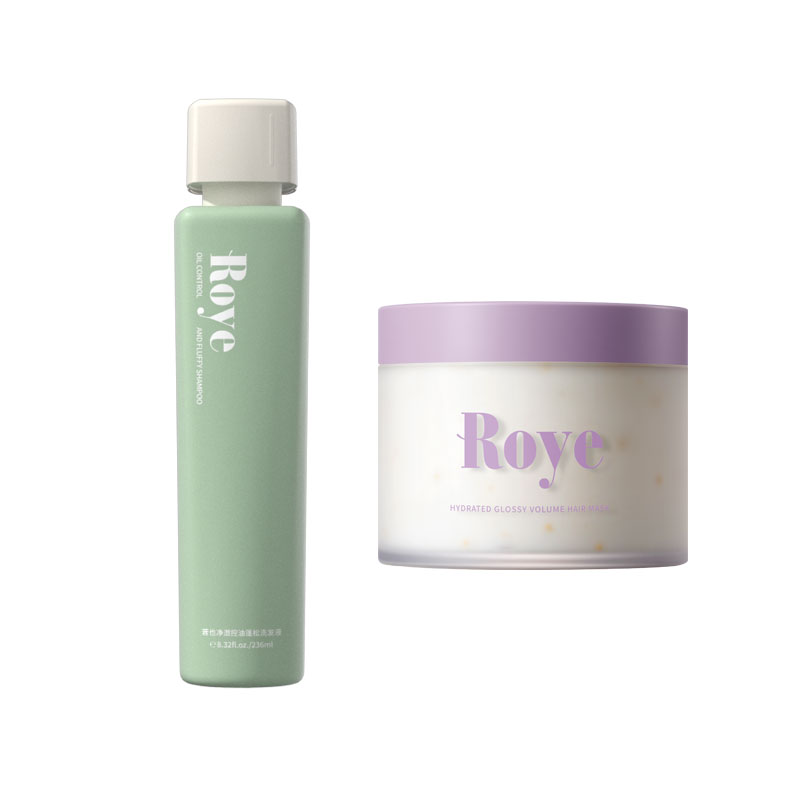 若也（Roye） 净澈控油水润赋活洗发发膜套装 长效控油柔顺蓬松 洗发液236ml*1瓶+发膜236g*1罐 绿色（单位：组）