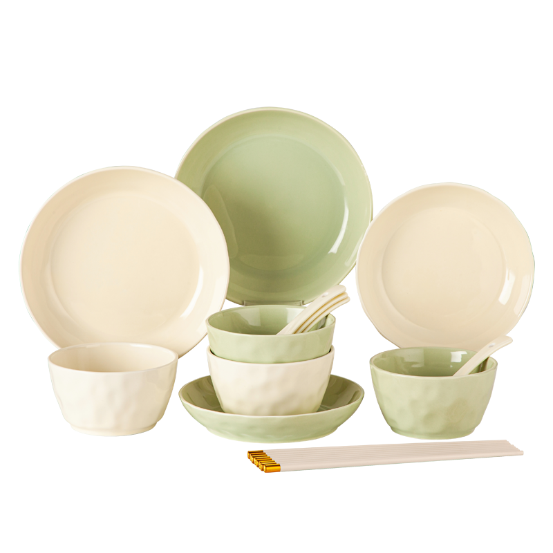 唯都 马卡龙手捏纹餐具 W-CJ416 16头 奶茶杏（单位：套）