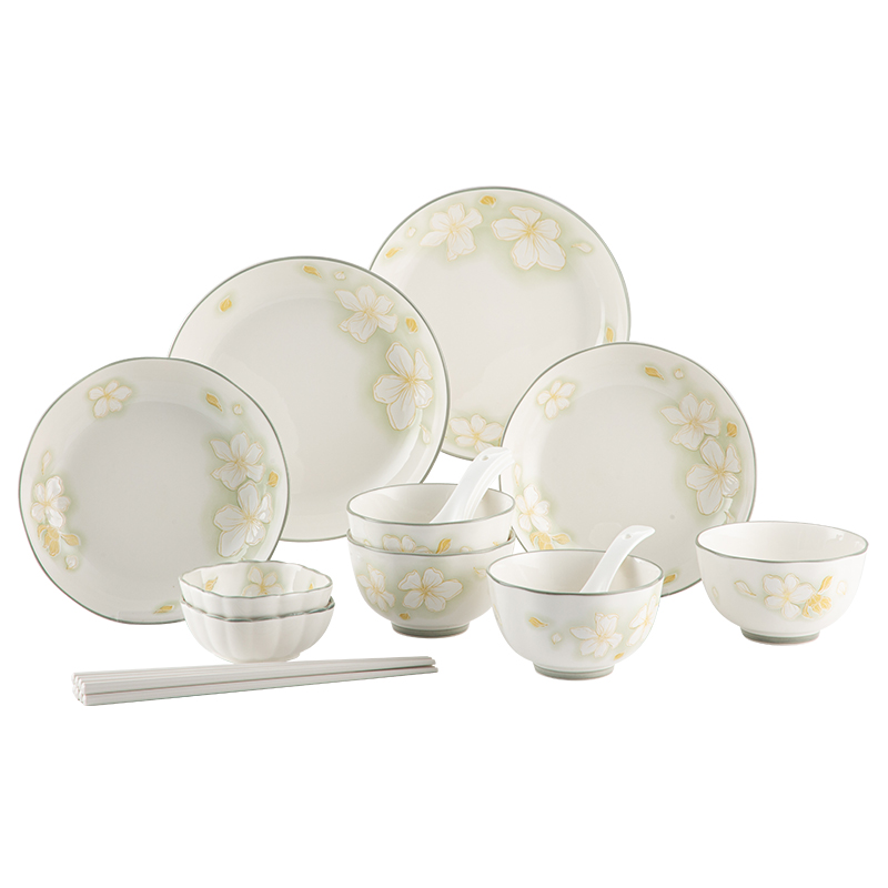 唯都  田园花叙餐具套装 W-CJ518 18头  奶茶杏（单位：套）