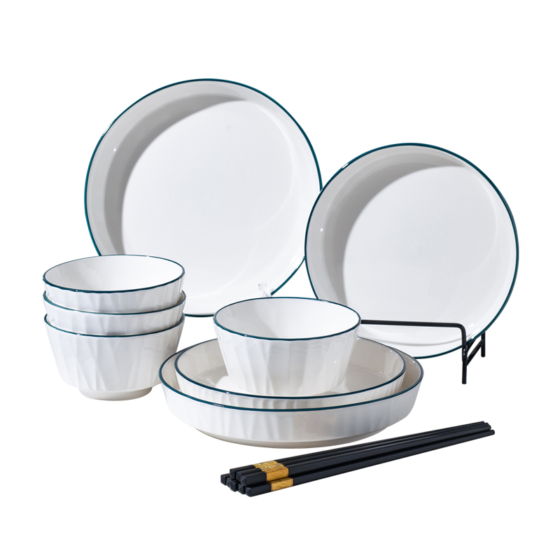 唯都 简约木纹餐具组 W-CJ312 12头 白色（单位：套）