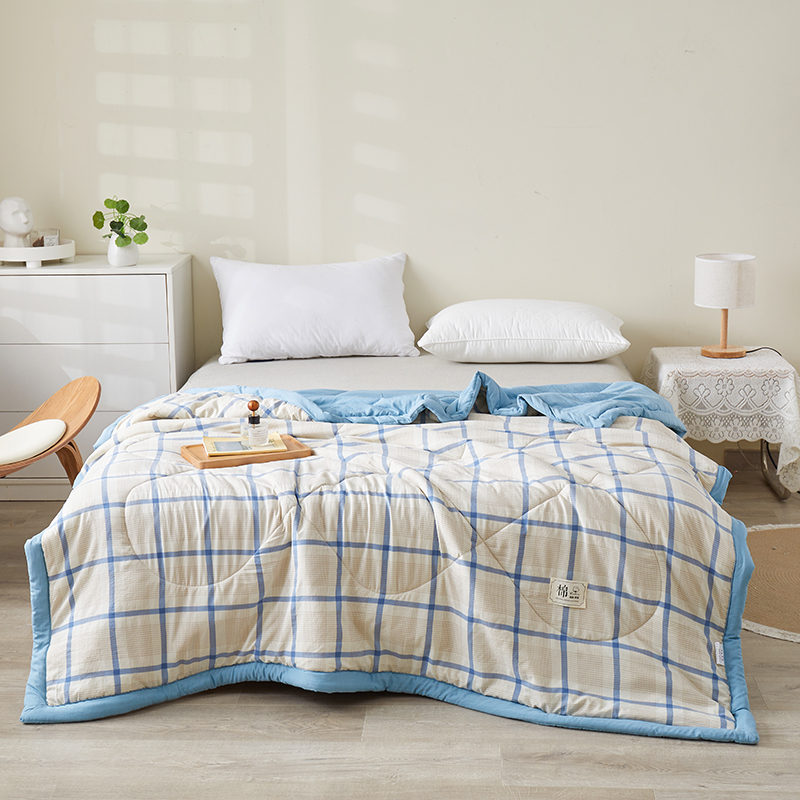 圣夫妮 色织水洗棉棉花夏被 SFN-134 150*200cm 1.5米 水蓝色（单位：床）