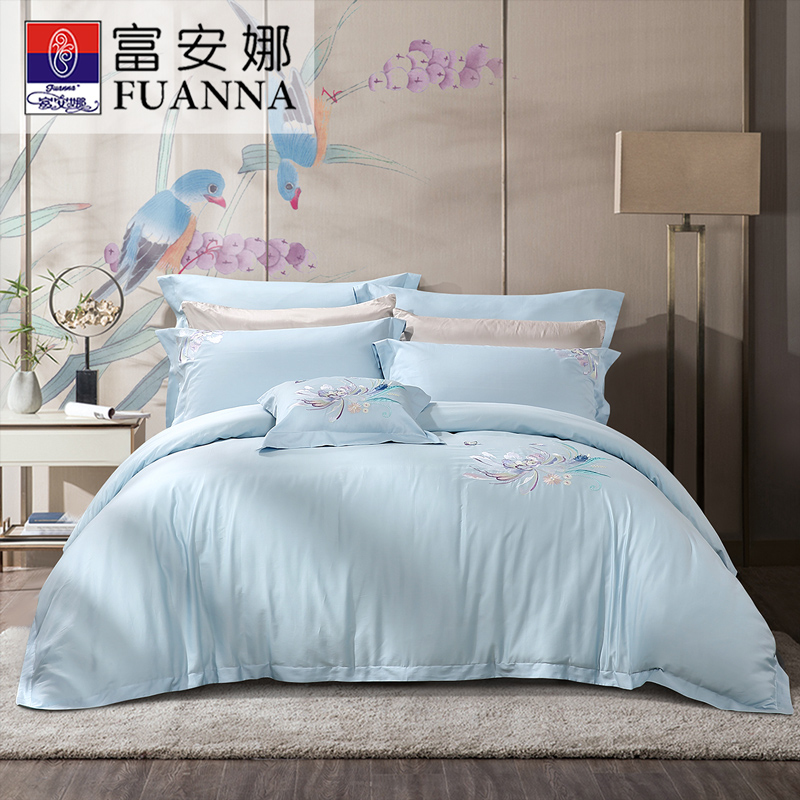 富安娜 床单四件兰庭醉影 8110038252065 203*229cm 蓝色（单位：套）